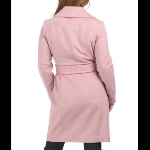 Cole Haan Slick Wrap Wool Blend Coat In Dusty Rose size 2X - Picture 5 of 14
